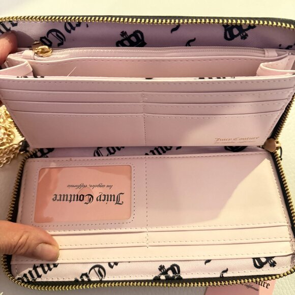 NWT JUICY COUTURE SCOTTIE DOG LARGE ZIP AROUND WRISTLET WALLET PINK VELOUR - Picture 5 of 6